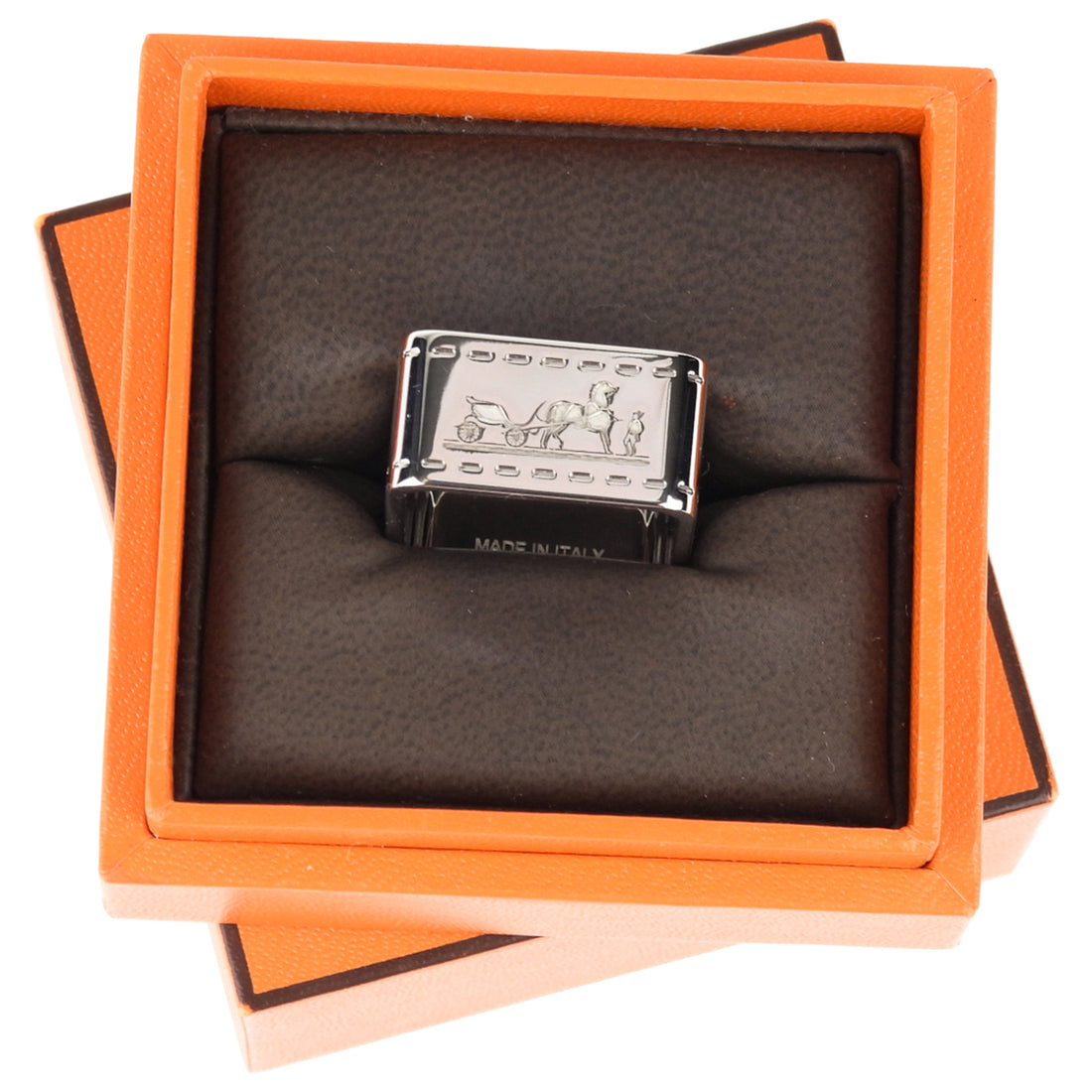 Hermes Silver Palladium Plated Bolduc Scarf Ring 90