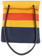 Hermes Yellow, Red and Navy Blue Striped Toile Canvas Aline Shoulder Bag