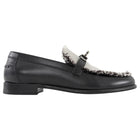 Hermes Destin Black Leather and Grey Toile Kelly Lock Loafers - 37