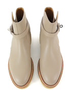 Hermes Beige Mastic Leather Gum Sole History Kelly Lock Ankle Boots - 37