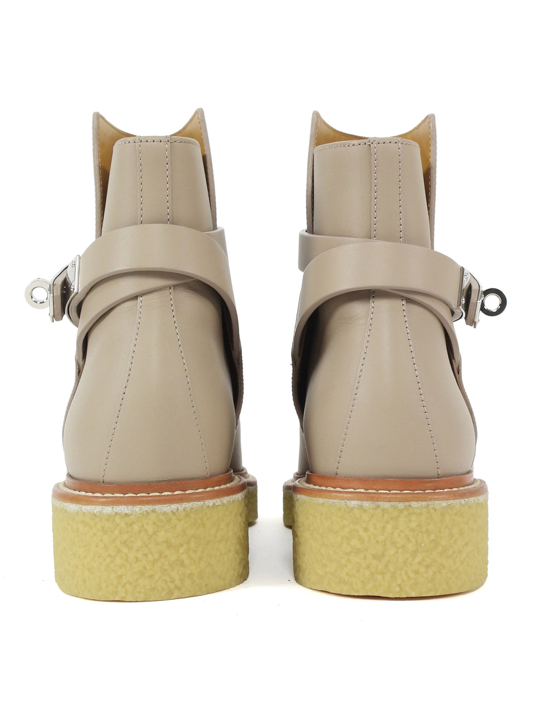 Hermes Beige Mastic Leather Gum Sole History Kelly Lock Ankle Boots - 37
