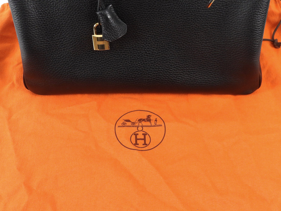 Hermes Noir Black Vintage 2003 Black Noir Ardennes Birkin 35 GHW