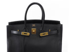 Hermes Noir Black Vintage 2003 Black Noir Ardennes Birkin 35 GHW