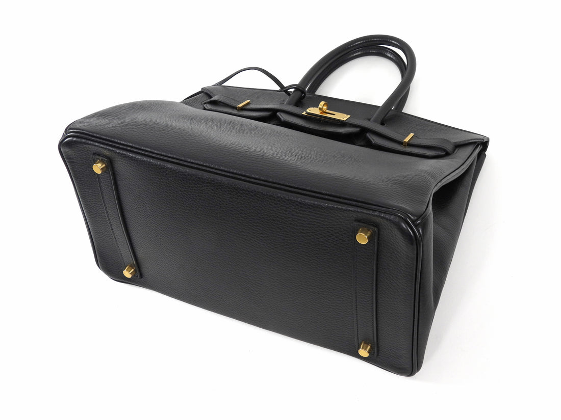 Hermes Noir Black Vintage 2003 Black Noir Ardennes Birkin 35 GHW