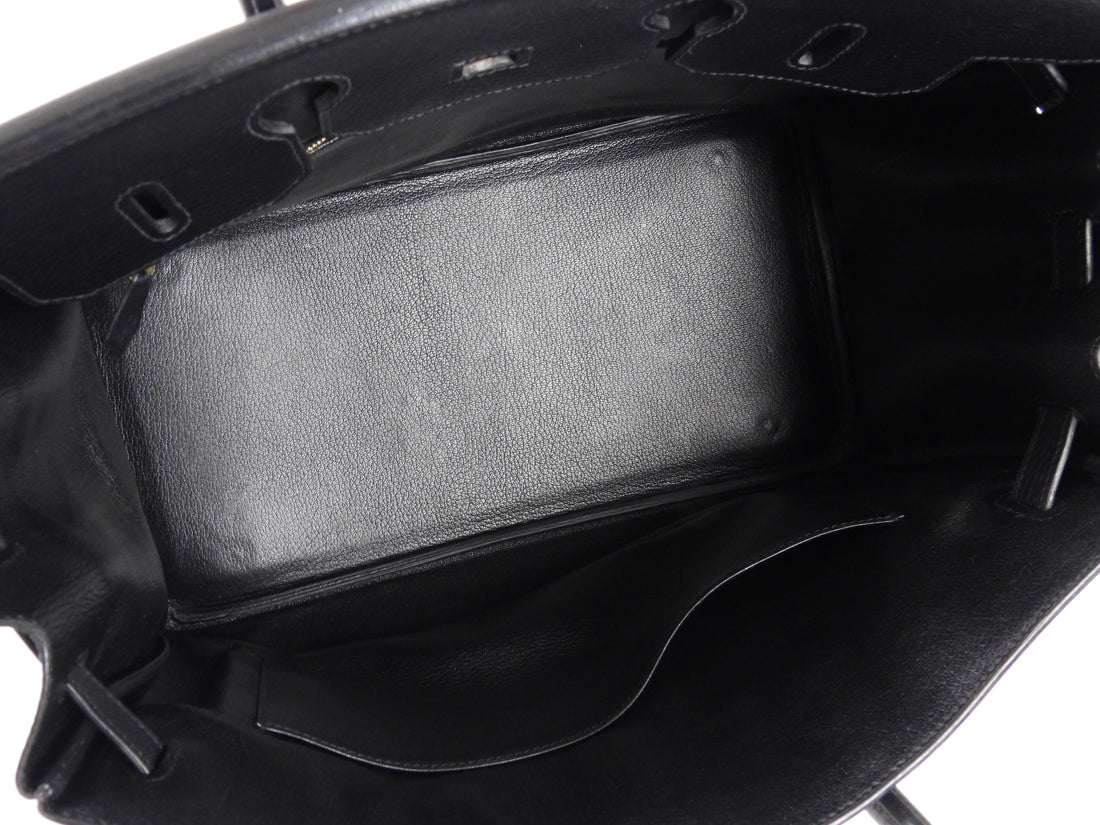 Hermes Noir Black Vintage 2003 Black Noir Ardennes Birkin 35 GHW