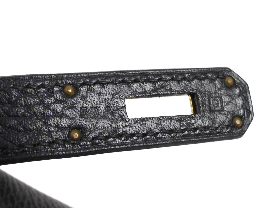 Hermes Noir Black Vintage 2003 Black Noir Ardennes Birkin 35 GHW