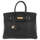 Hermes Noir Black Vintage 2003 Black Noir Ardennes Birkin 35 GHW