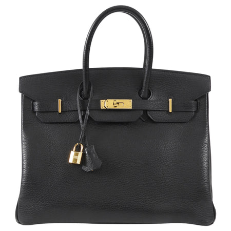 Hermes Noir Black Vintage 2003 Black Noir Ardennes Birkin 35 GHW
