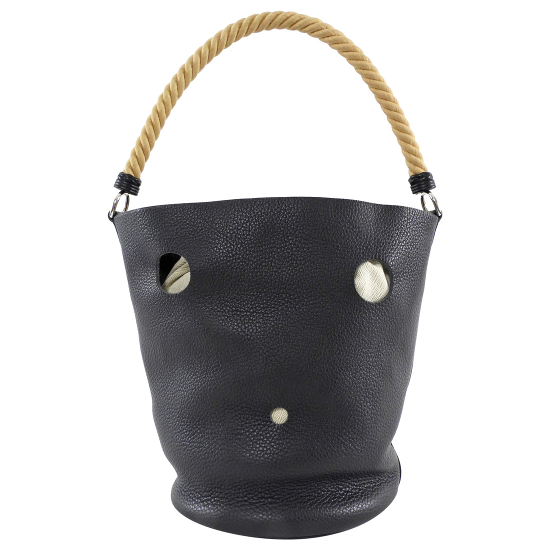 Hermes 2005 Black Clemence Leather MM Mangeoire Bucket Bag