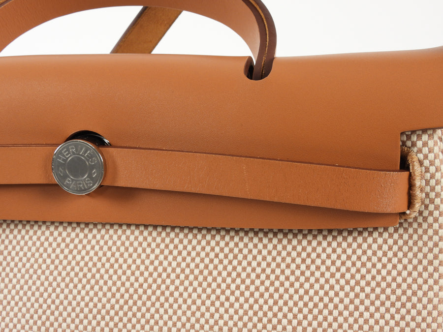 Hermes Naturel Sable  Herbag Zip 31 Naturel Sable Ecru Viking Cross Toile Canvas Bag 31
