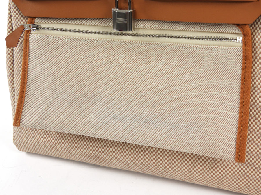 Hermes Naturel Sable  Herbag Zip 31 Naturel Sable Ecru Viking Cross Toile Canvas Bag 31