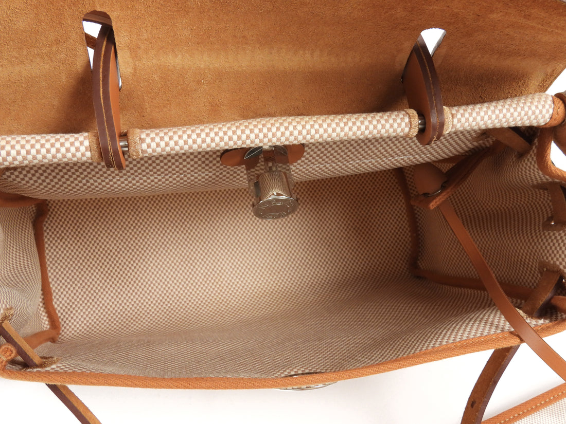 Hermes Naturel Sable  Herbag Zip 31 Naturel Sable Ecru Viking Cross Toile Canvas Bag 31