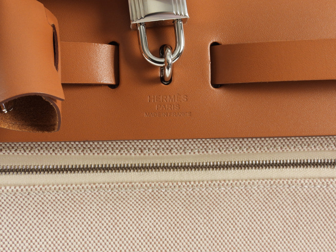 Hermes Naturel Sable  Herbag Zip 31 Naturel Sable Ecru Viking Cross Toile Canvas Bag 31