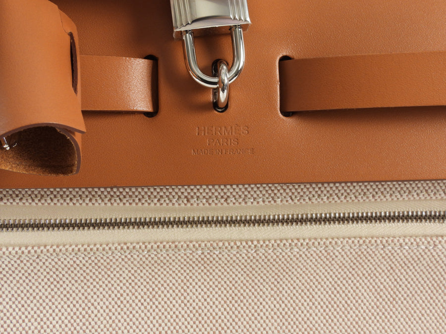 Hermes Naturel Sable  Herbag Zip 31 Naturel Sable Ecru Viking Cross Toile Canvas Bag 31