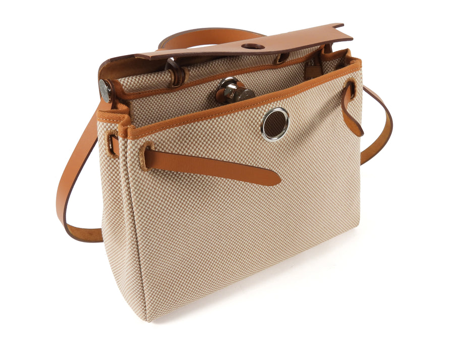 Hermes Naturel Sable  Herbag Zip 31 Naturel Sable Ecru Viking Cross Toile Canvas Bag 31