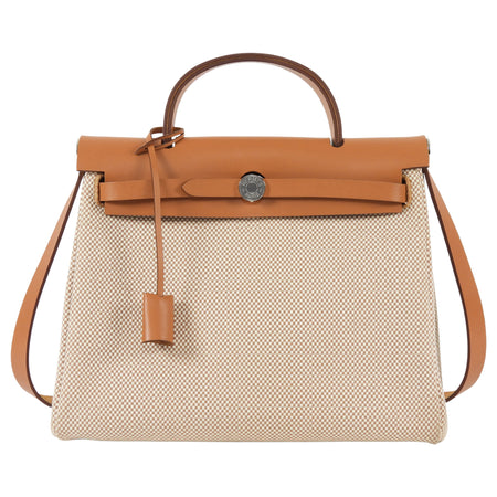 Hermes Naturel Sable  Herbag Zip 31 Naturel Sable Ecru Viking Cross Toile Canvas Bag 31