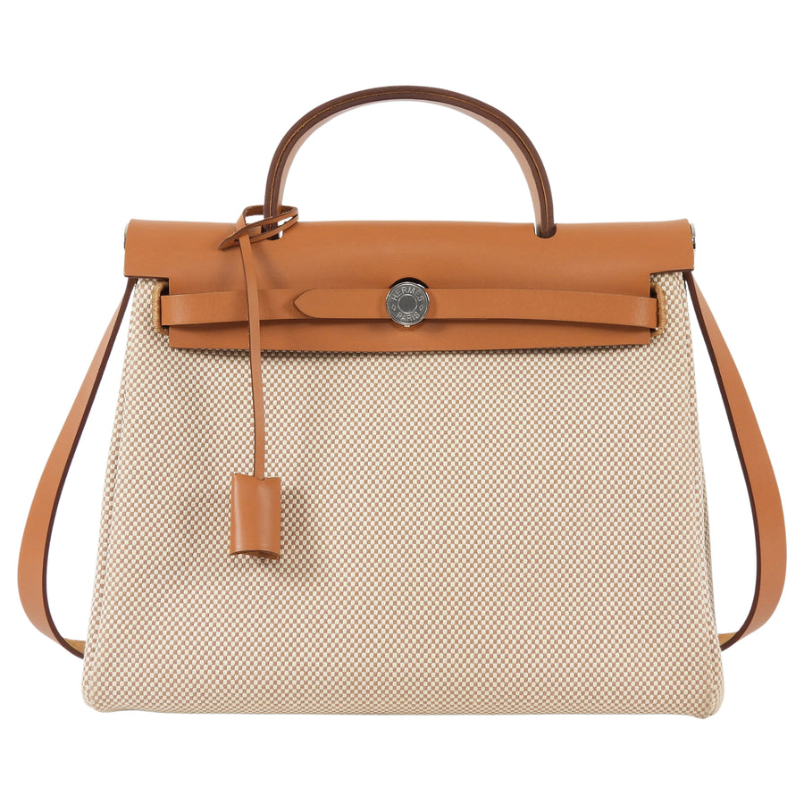Hermes Naturel Sable  Herbag Zip 31 Naturel Sable Ecru Viking Cross Toile Canvas Bag 31