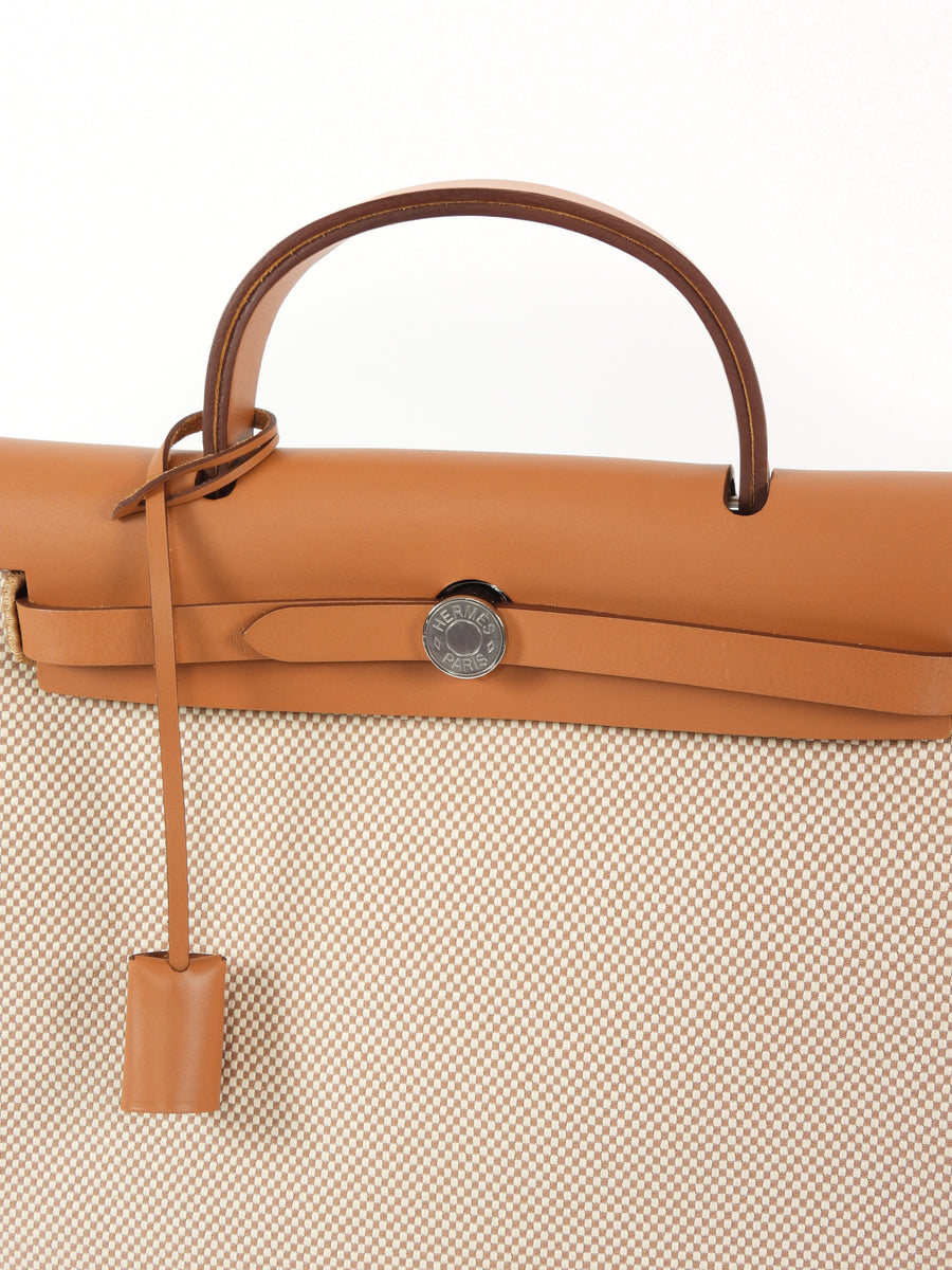 Hermes Naturel Sable  Herbag Zip 31 Naturel Sable Ecru Viking Cross Toile Canvas Bag 31