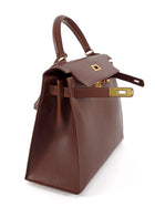 Hermes Chestnut Brown Vintage 1998 Kelly 28 Sellier Box Leather Bag GHW