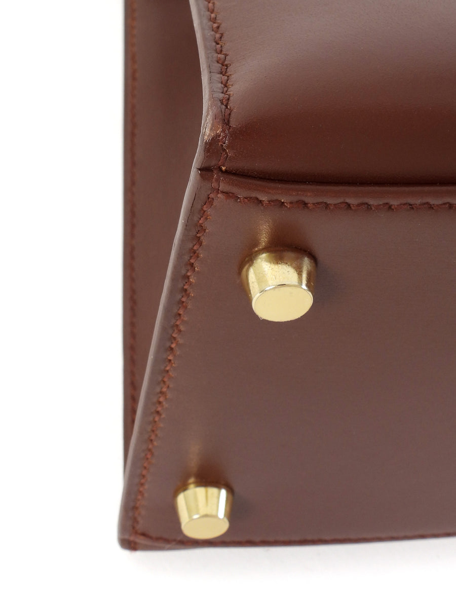 Hermes Chestnut Brown Vintage 1998 Kelly 28 Sellier Box Leather Bag GHW