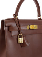 Hermes Chestnut Brown Vintage 1998 Kelly 28 Sellier Box Leather Bag GHW