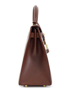 Hermes Chestnut Brown Vintage 1998 Kelly 28 Sellier Box Leather Bag GHW