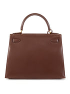 Hermes Chestnut Brown Vintage 1998 Kelly 28 Sellier Box Leather Bag GHW