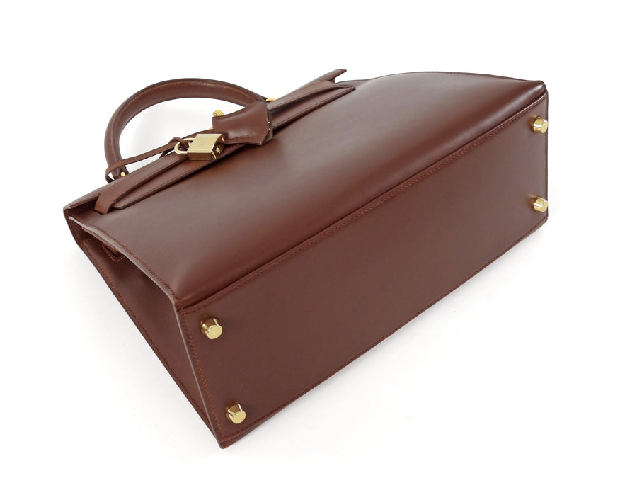 Hermes Chestnut Brown Vintage 1998 Kelly 28 Sellier Box Leather Bag GHW