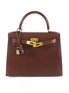 Hermes Chestnut Brown Vintage 1998 Kelly 28 Sellier Box Leather Bag GHW