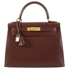 Hermes Chestnut Brown Vintage 1998 Kelly 28 Sellier Box Leather Bag GHW