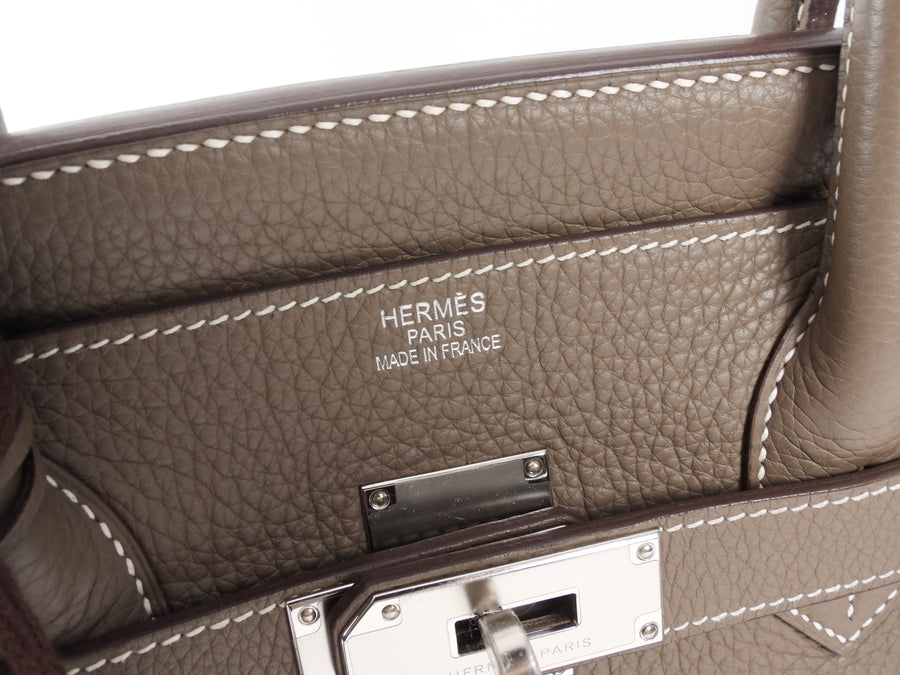 Hermes Etoupe JPG Shoulder Birkin 42 Clemence PHW Bag