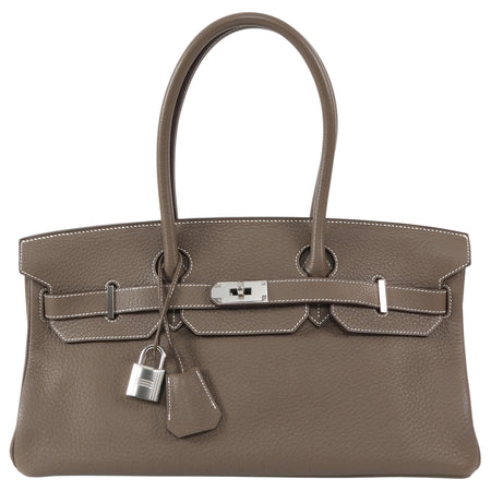 Hermes Etoupe JPG Shoulder Birkin 42 Clemence PHW Bag
