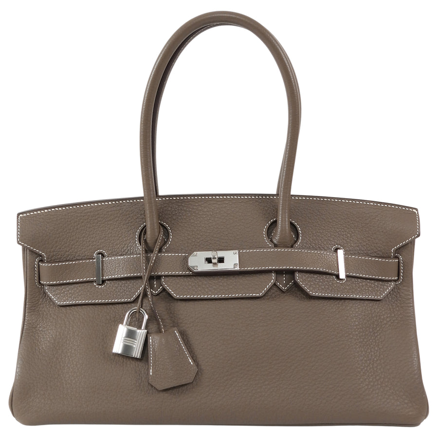 Hermes Etoupe JPG Shoulder Birkin 42 Clemence PHW Bag