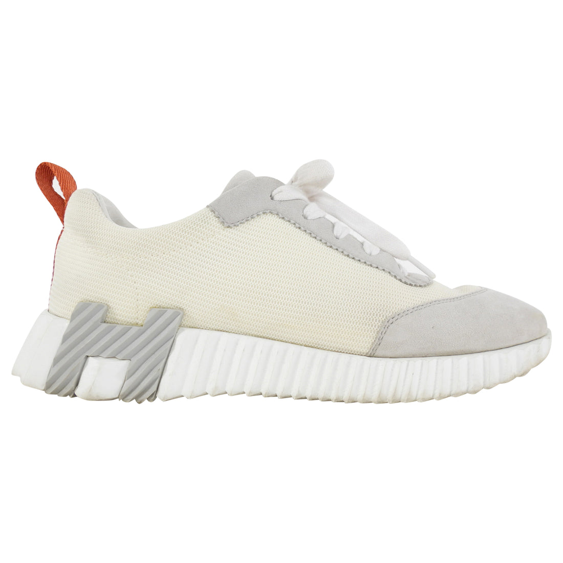Hermes Ivory & Grey Bouncing Sneaker - 37