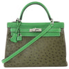 Hermes Green Tri-Color Ostrich Kelly Retourne 32 Handbag PHW