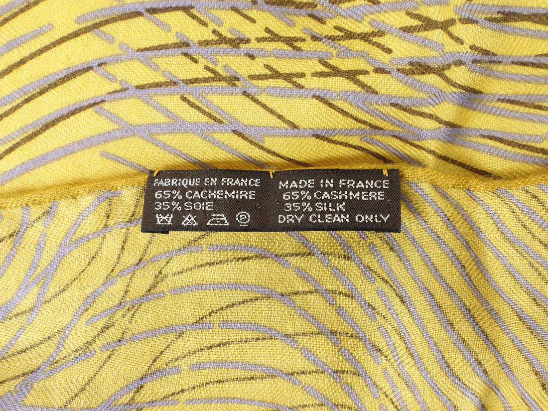 Hermes lilac gold blue purple Vintage Carre en Carre Cashmere Silk Long Shawl Scarf
