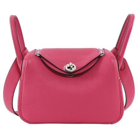 Hermes Pink Mini Lindy Clemence Rose Shocking PHW Mini