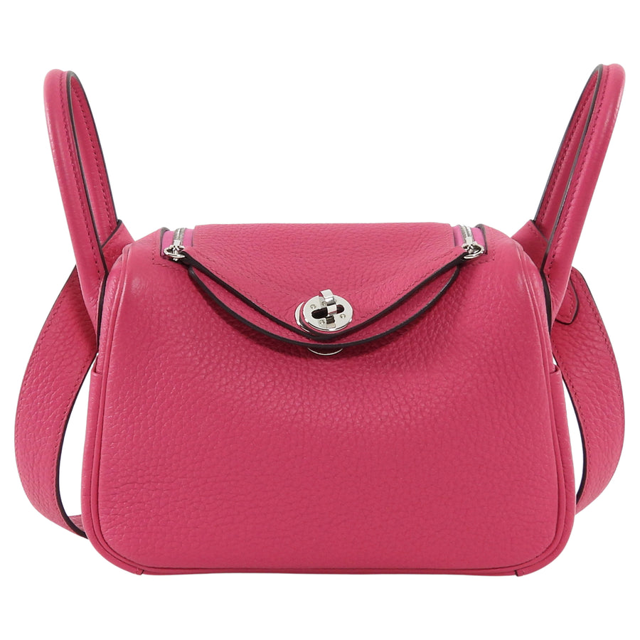 Hermes Pink Mini Lindy Clemence Rose Shocking PHW Mini