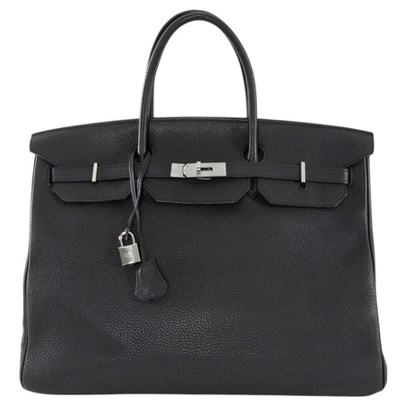 Hermes Birkin 40 Noir Black Togo Leather PHW Bag