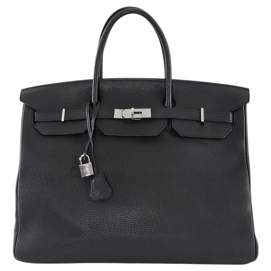 Hermes Birkin 40 Noir Black Togo Leather PHW Bag