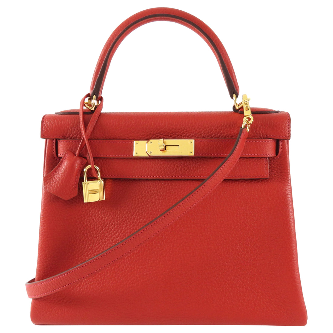 Hermes Red Rouge Casaque Togo Leather Kelly 28 Bag GHW 2022