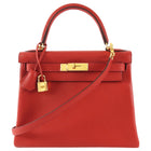 Hermes Red Rouge Casaque Togo Leather Kelly 28 Bag GHW 2022