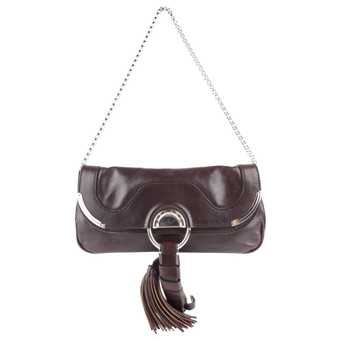 Celine Vintage Brown Leather Daydream Chain Bag