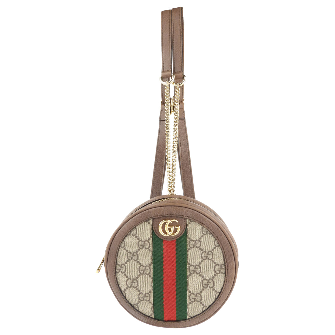 Gucci Ophidia GG Supreme Canvas and Web Mini Round Chain Backpack