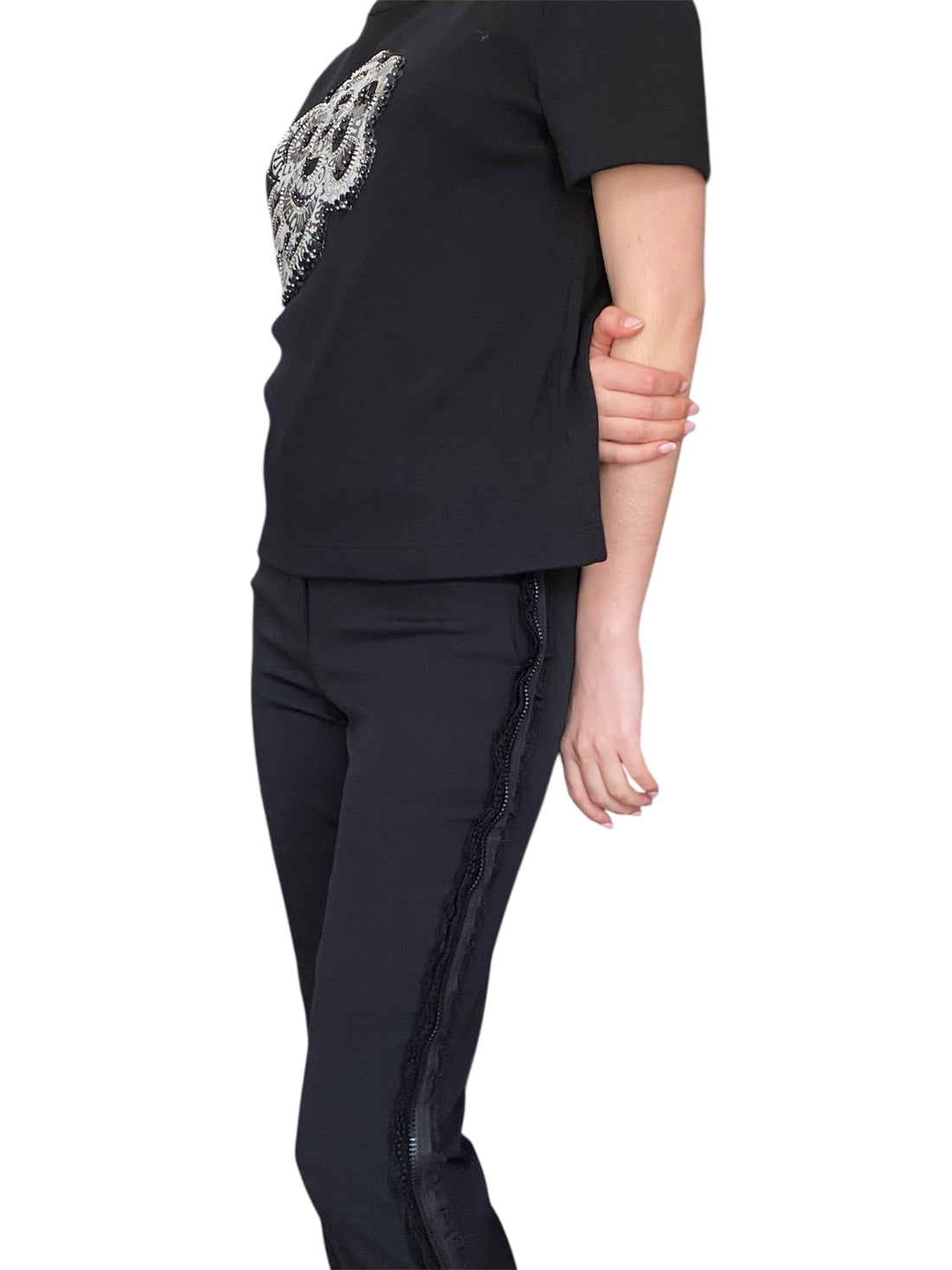 Givenchy Black Lace Zipper Trousers - 36