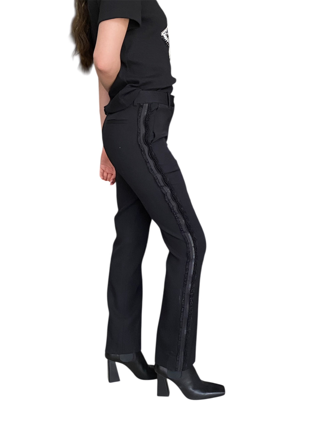 Givenchy Black Lace Zipper Trousers - 36