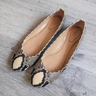 Chloe Beige Python Embossed Scalloped Leather Lauren Flat Shoes - 40 EU