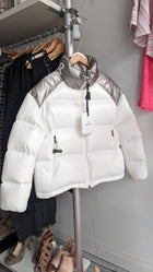 Moncler Silver and White Logo Cuscute Puffer Jacket - Moncler 4 / L