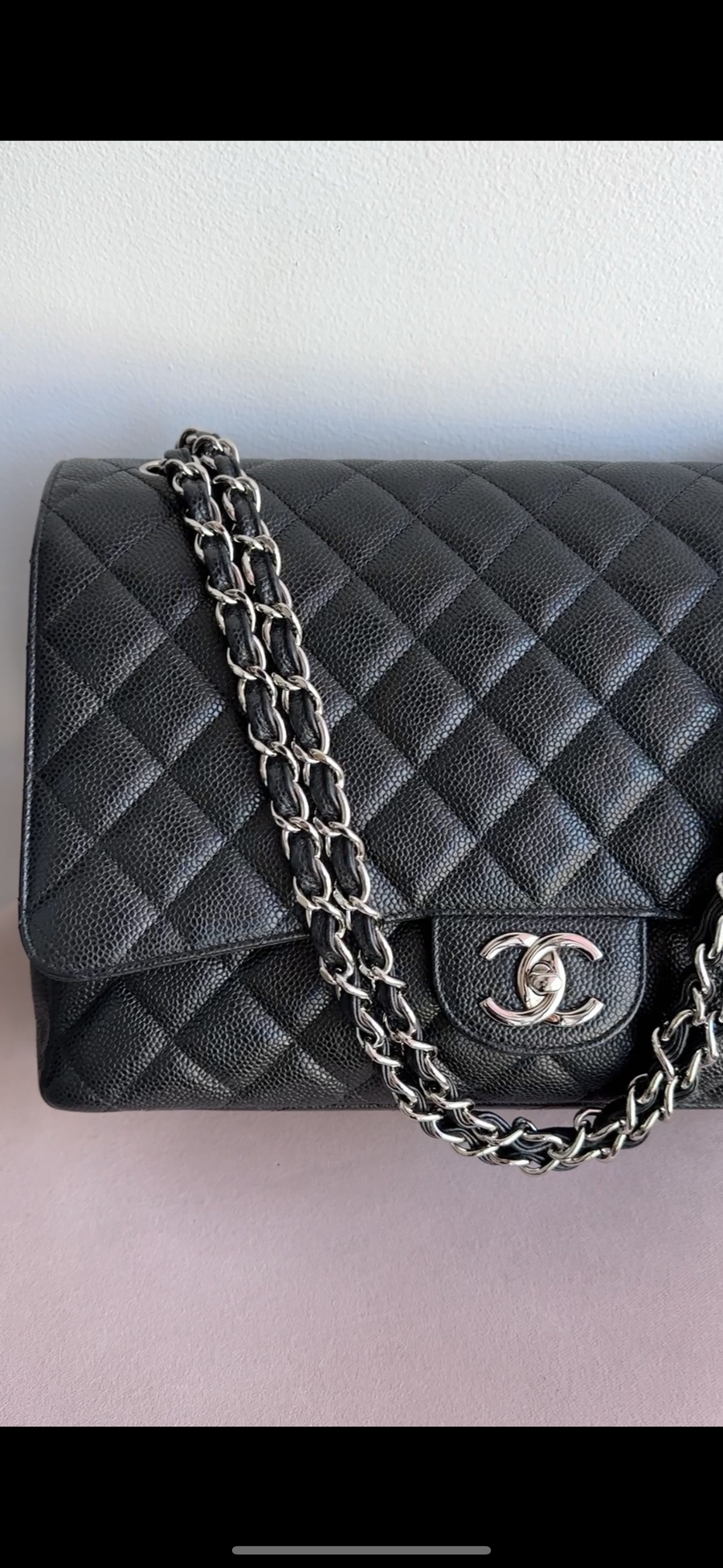 Chanel Black Caviar Maxi Classic Double Flap Bag