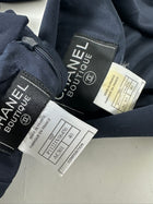 Chanel 98P Navy Wool Fitted Long Skirt Suit with Silver CC Buttons - 6